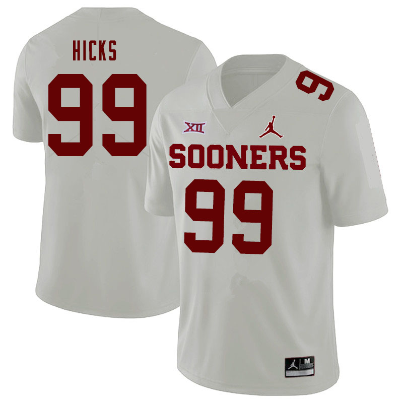 Jordan Brand Men #99 Marcus Hicks Oklahoma Sooners College Football Jerseys Sale-White